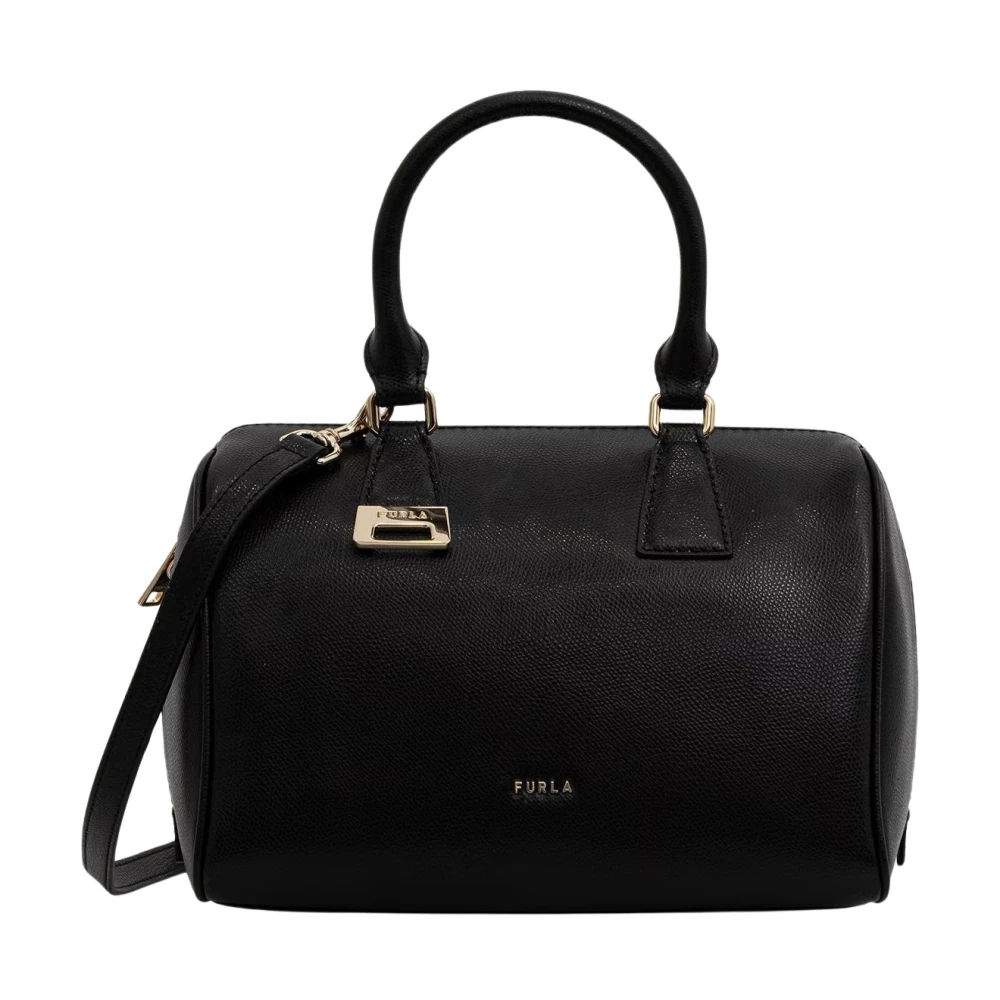 Furla Olivia Mala Boston S Nero Preto Pele Ares Texturizada Suave Mulher - Bild 4