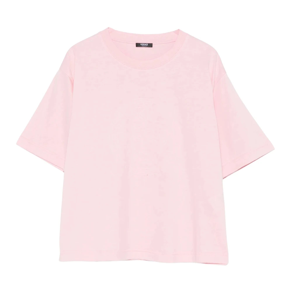 Versace Damen Rosa - Bedrucktes Baumwoll-Jersey T-Shirt - Tops - S