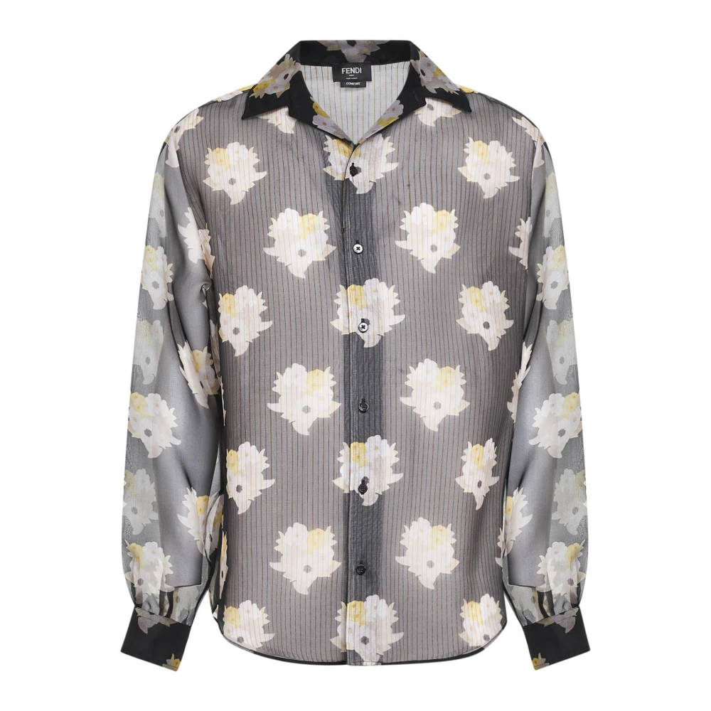 Fendi Herren Multicolor - Bedrucktes Organza-Hemd - Shirts - Mehrfarbig - S