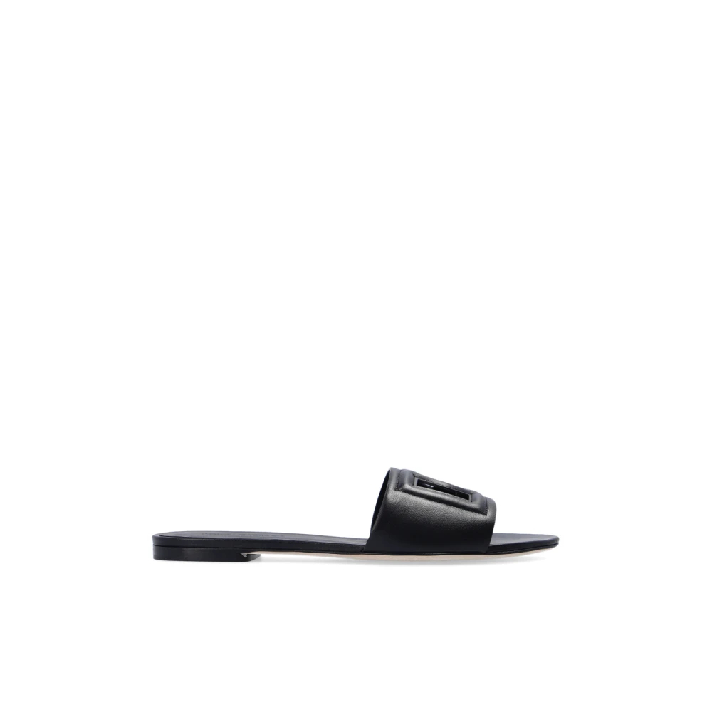 Dolce & Gabbana Damen Schwarz - Bianca Leder-Sliders - Shoes - K - 40 Eu