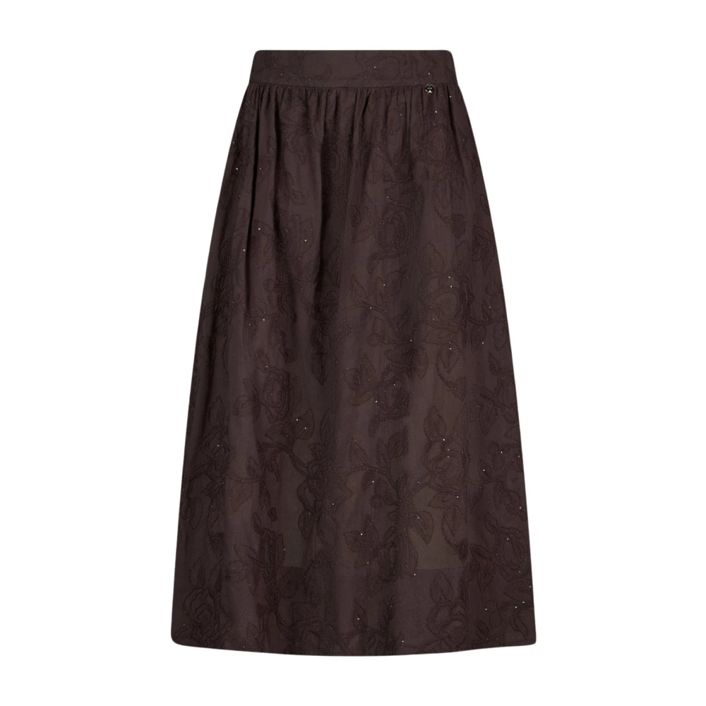 Liu Jo Damen Braun - Strass Fiori Midi Rock - Skirts - M