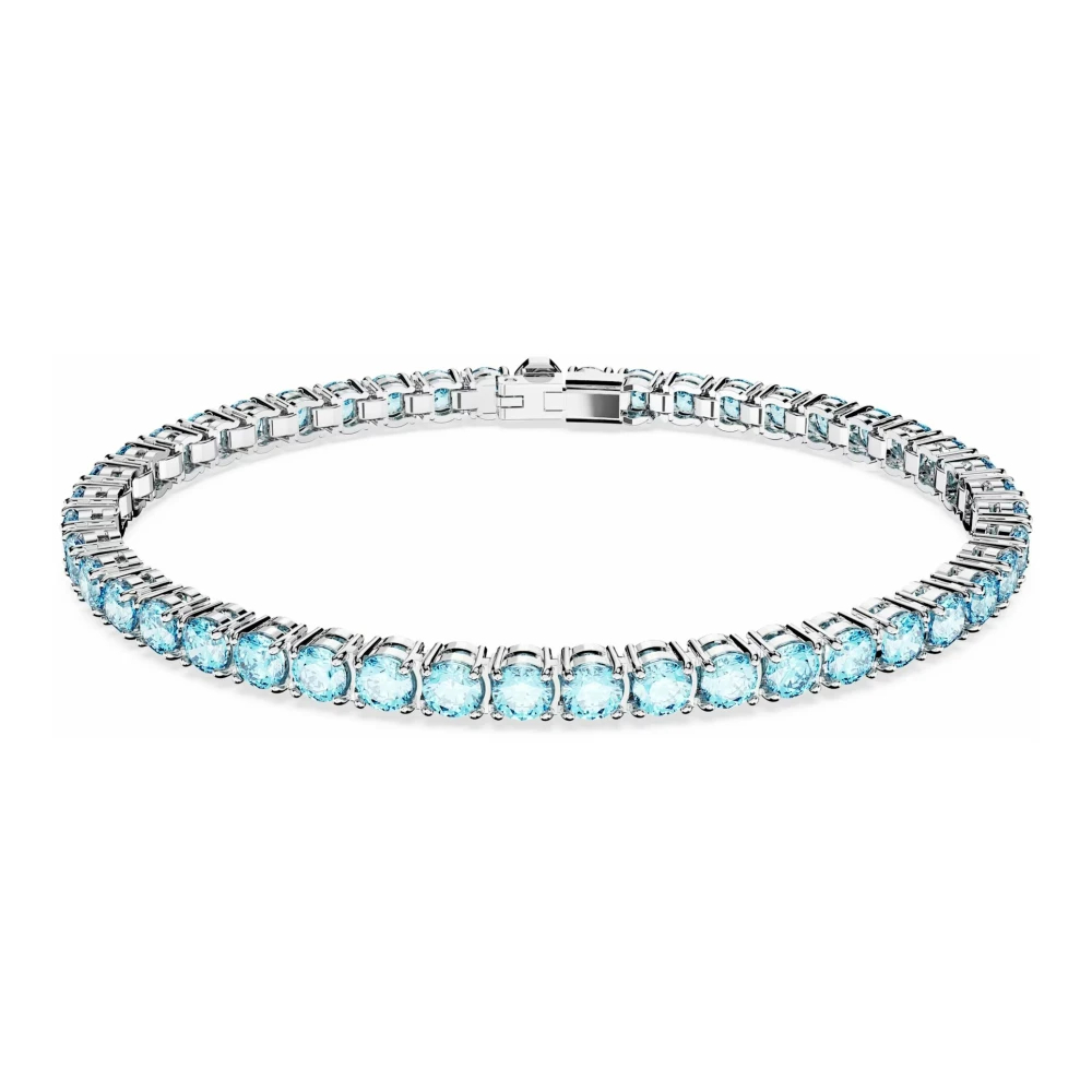 Swarovski Matrix Tennis Armband, Rundschliff, Rhodiniert Blau Extra Groß - Bild 3