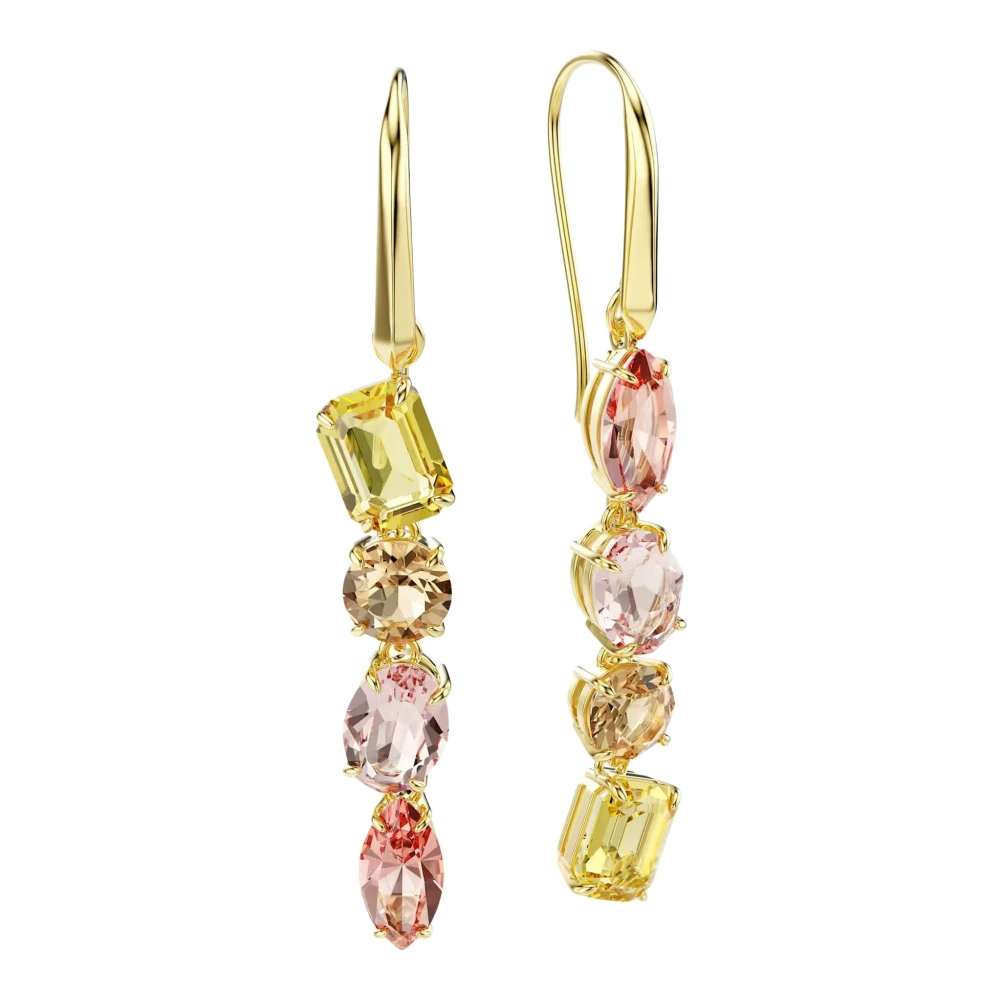 Swarovski Gema Drop-Ohrhänger, Asymmetrisches Design, Verschiedene Schliffe, Rosa, 18K Goldbeschichtet Mehrfarbig - Bild 4