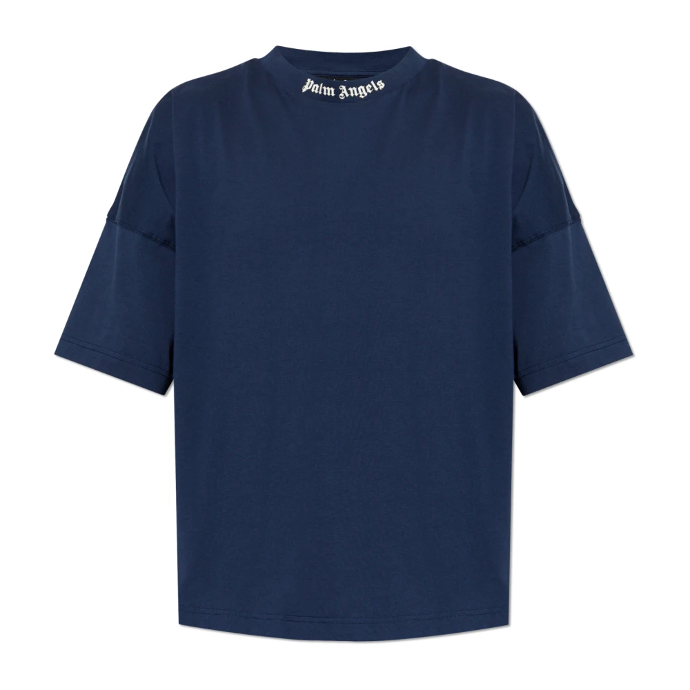 Palm Angels - Classic Logo Over T-Shirt - Tops - Herren - Blau - Xs