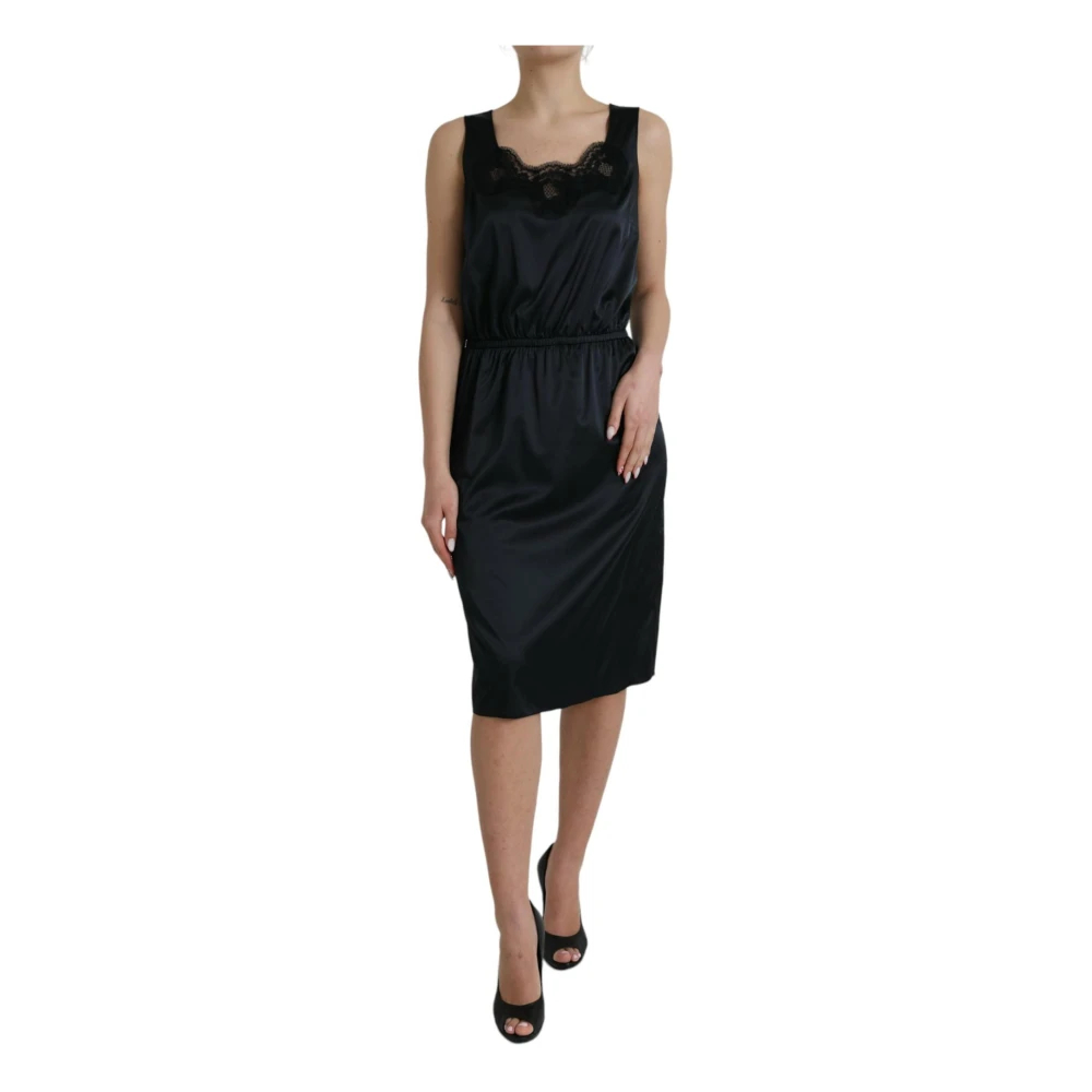 Dolce & Gabbana Damen Schwarz - Es Seidenkleid Mit Spitzen-Details - Dresses - K -Xl