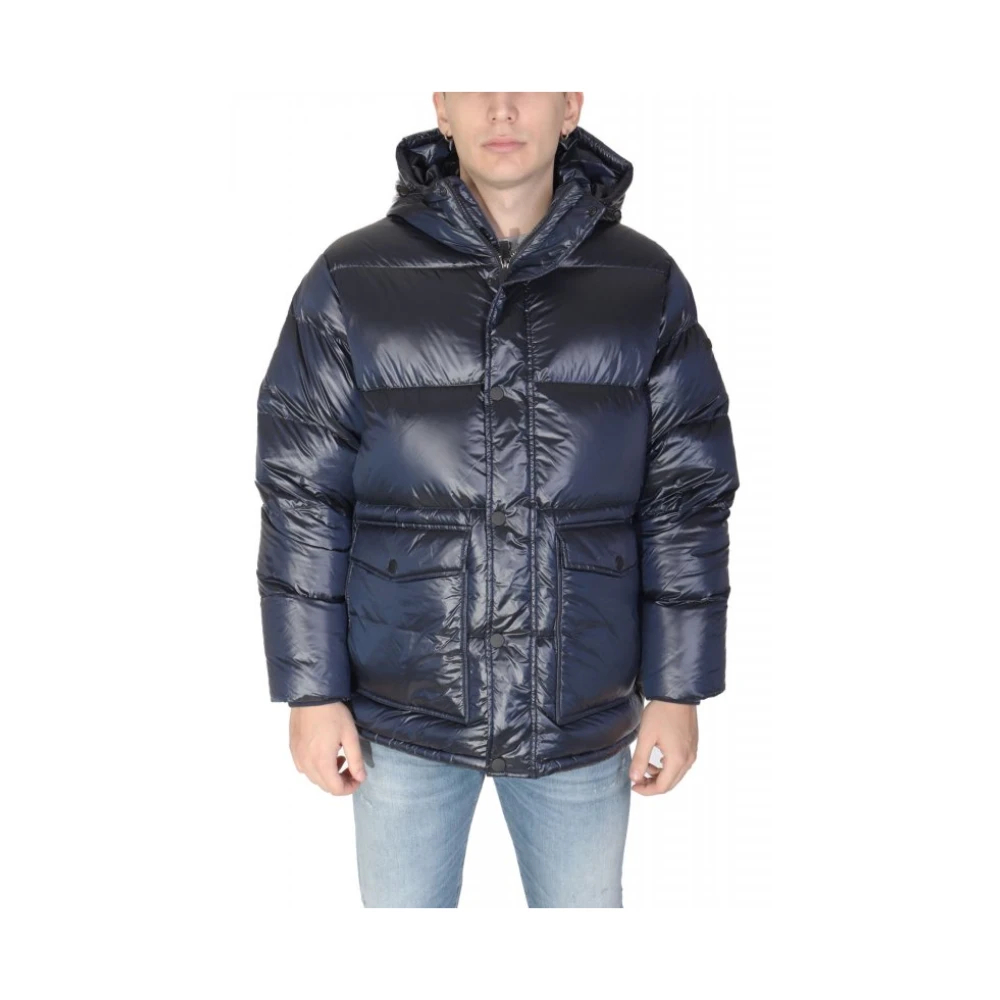 Emporio Armani Ea7 Herren Blau - Iridescent Nylon Daunenjacke Mit Kapuze - Jackets - L