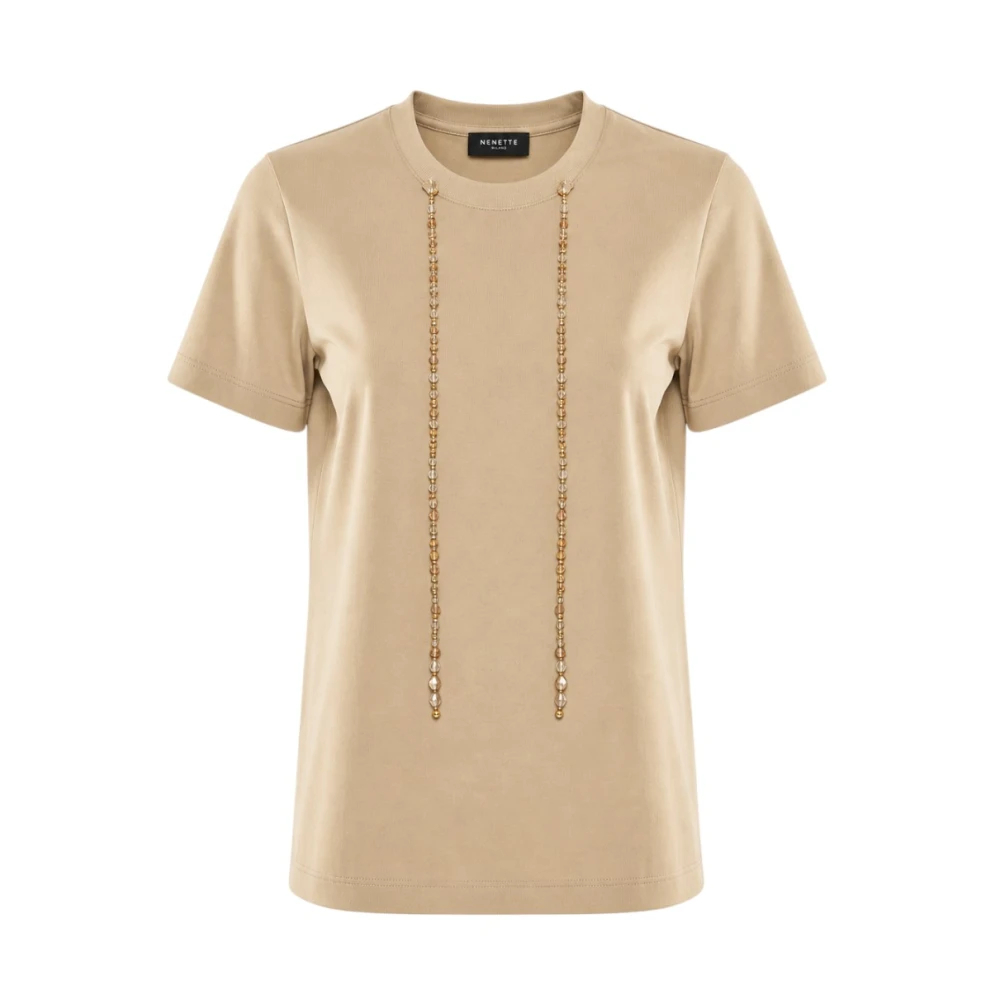 Nenette Damen Braun - T-Shirt Mit Schmuckdetails Und Leuchtenden Bändern - Tops - L