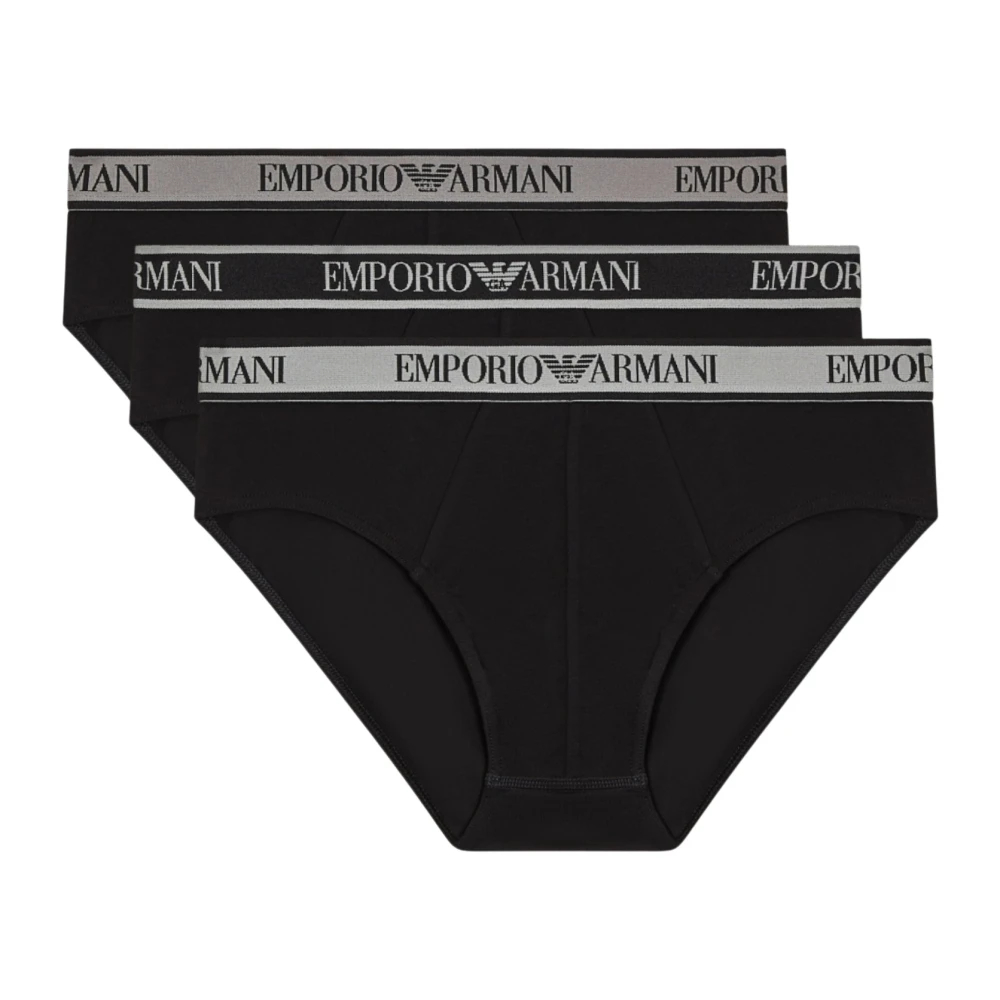 Emporio Armani Herren Schwarz - Dreierpack Mit Logo-Bund-Slips - Underwear - K - L