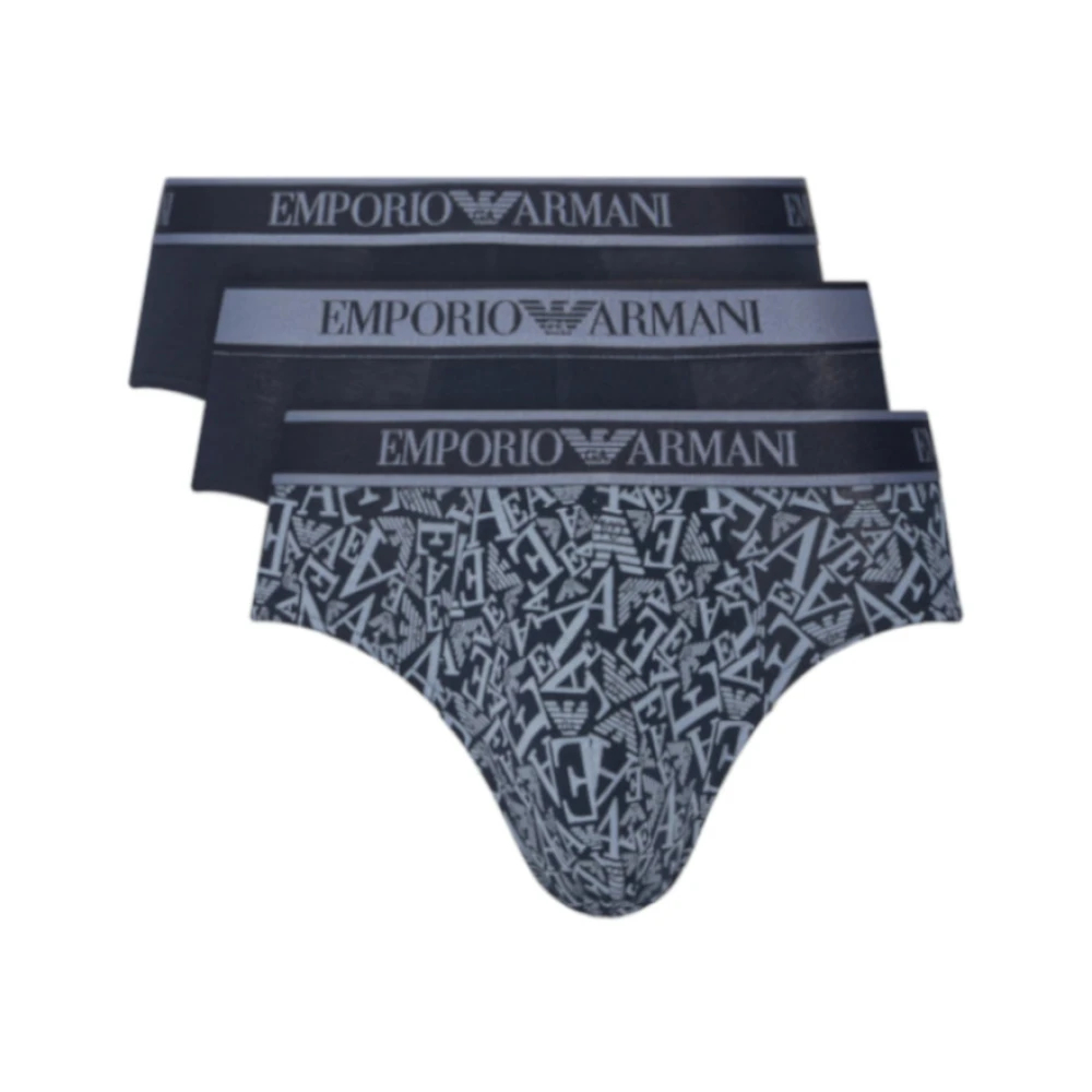 Emporio Armani Herren Blau - Dreierpack Slips Mit Core-Logo-Bund - Underwear - S