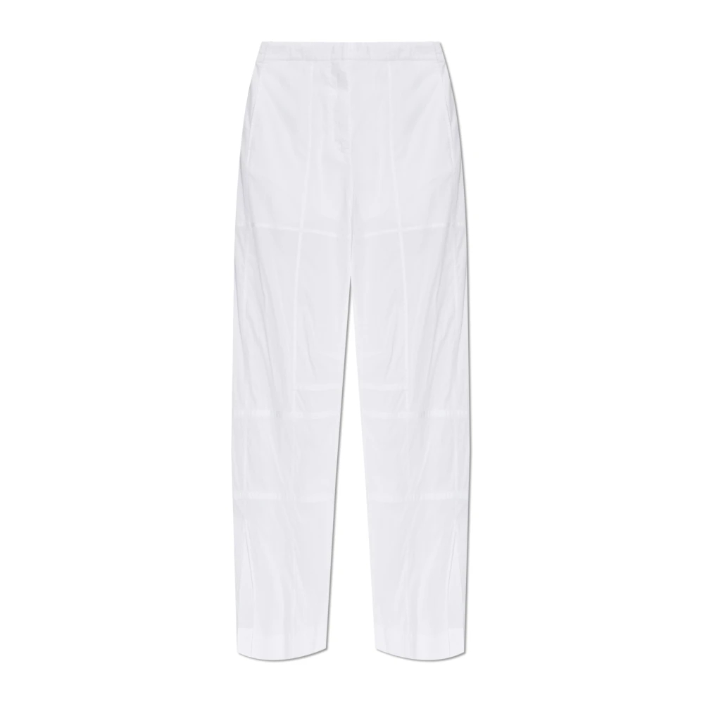 Jil Sander Damen Weiß - Baumwollhose Mit Schlitzen Am Bein - Trousers - S