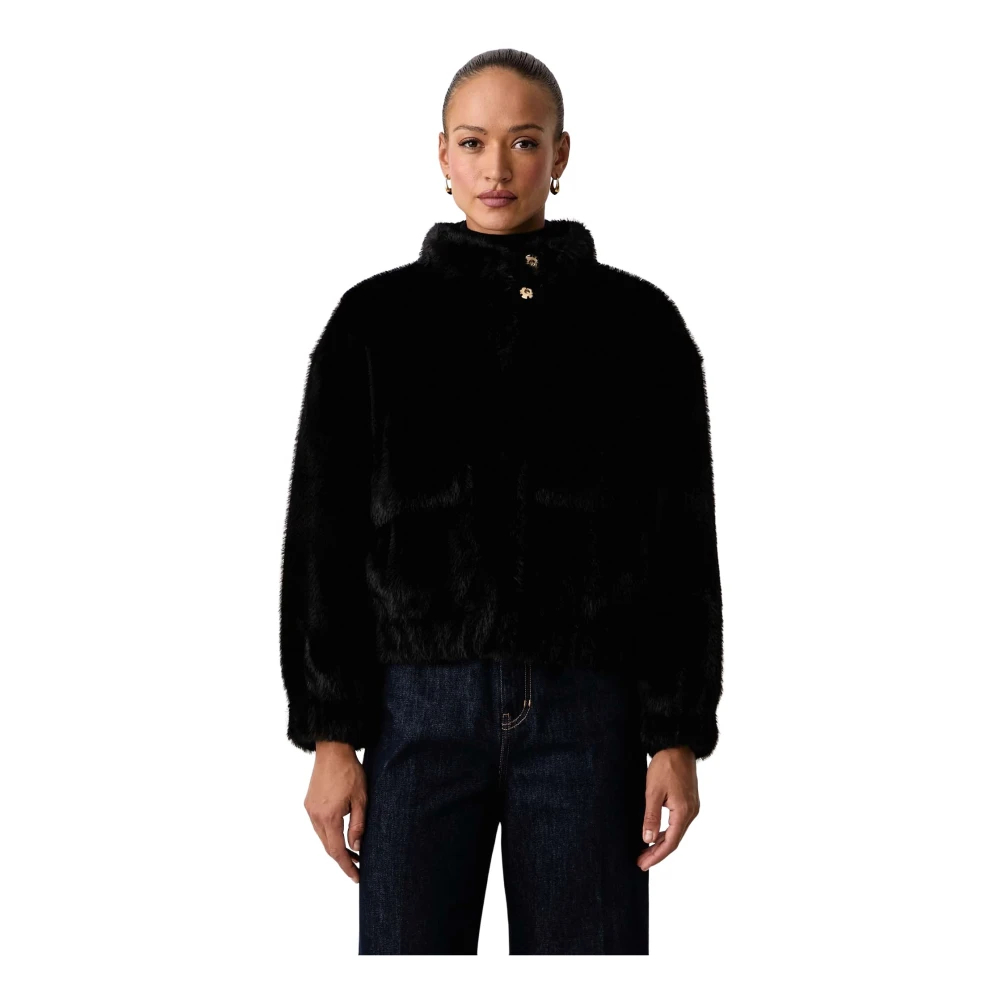 Liu Jo Damen Schwarz Pelzmantel Wf6215 E1133 Regular Fit - Bild 3