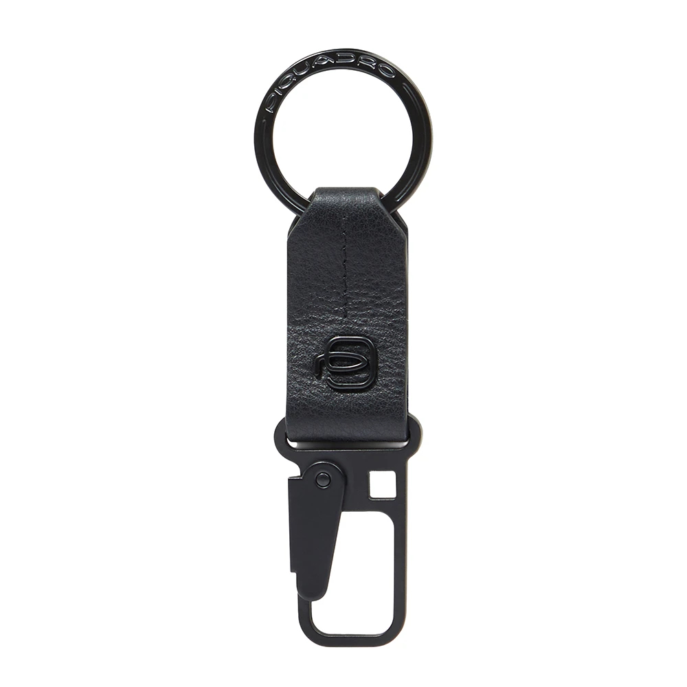 Piquadro Herren Schwarz - Leder Karabiner Schlüsselanhänger - Accessories - K -One Size