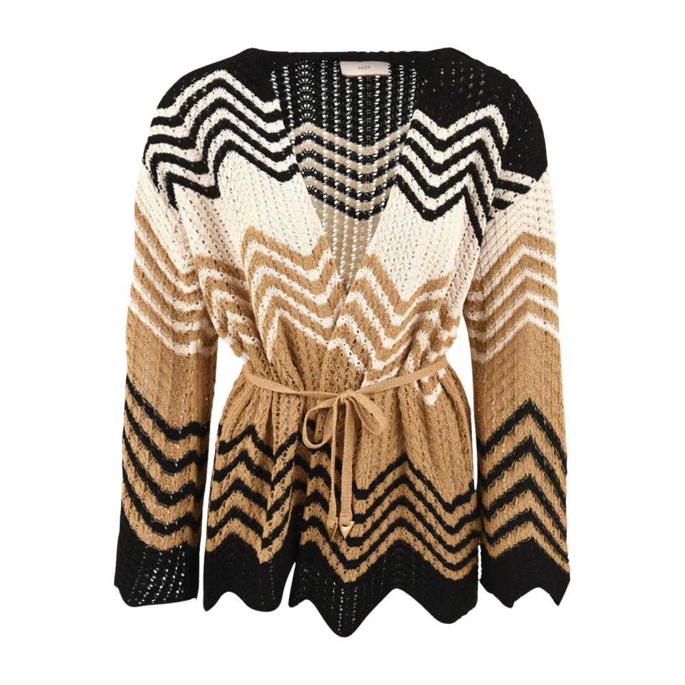 Akep Damen Multicolor - Chevron Cardigan - Knitwear - Mehrfarbig - S