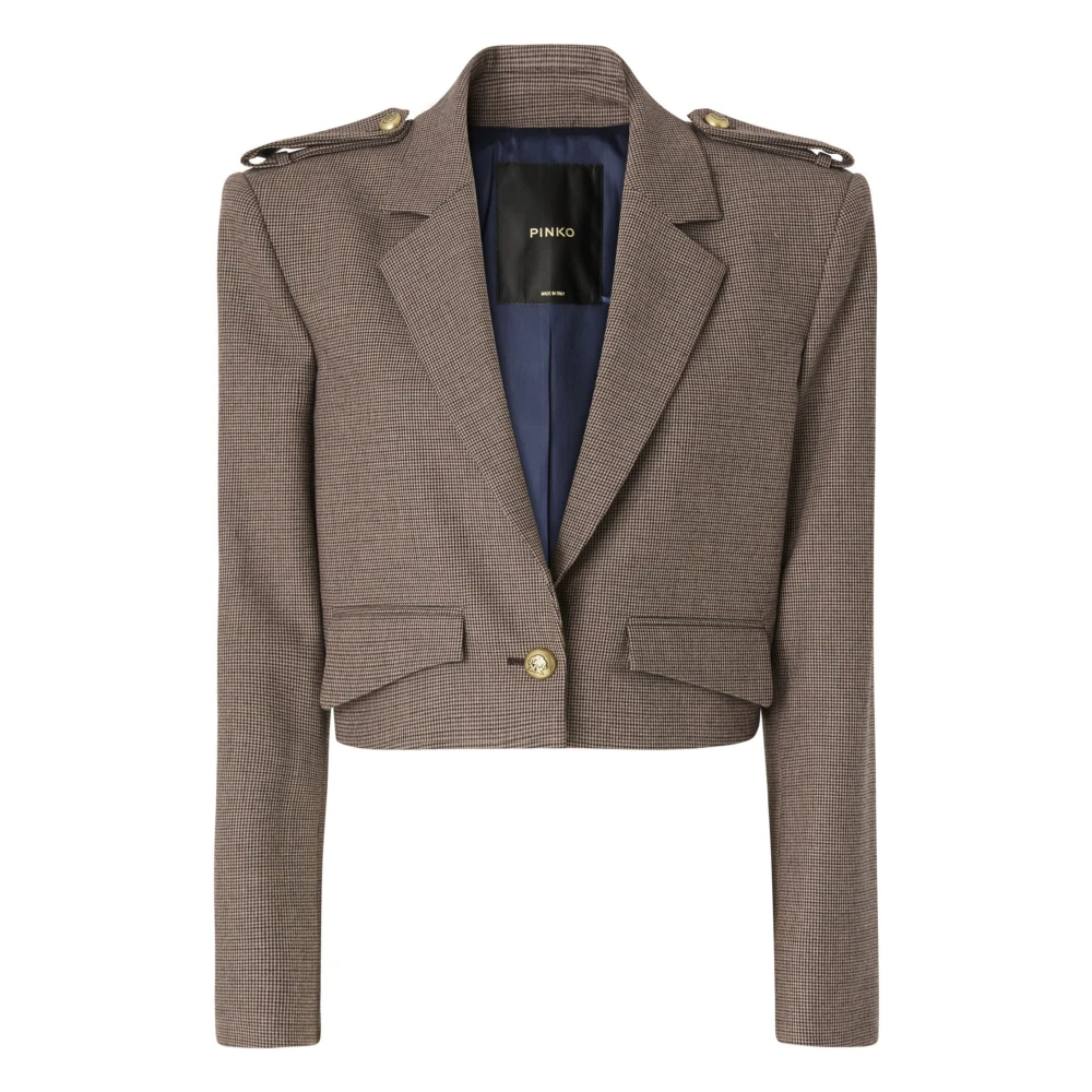 Pinko Damen Beige - Cropped-Jacke Mit Mikro-Hahnentrittmuster - 40 - Bild 4