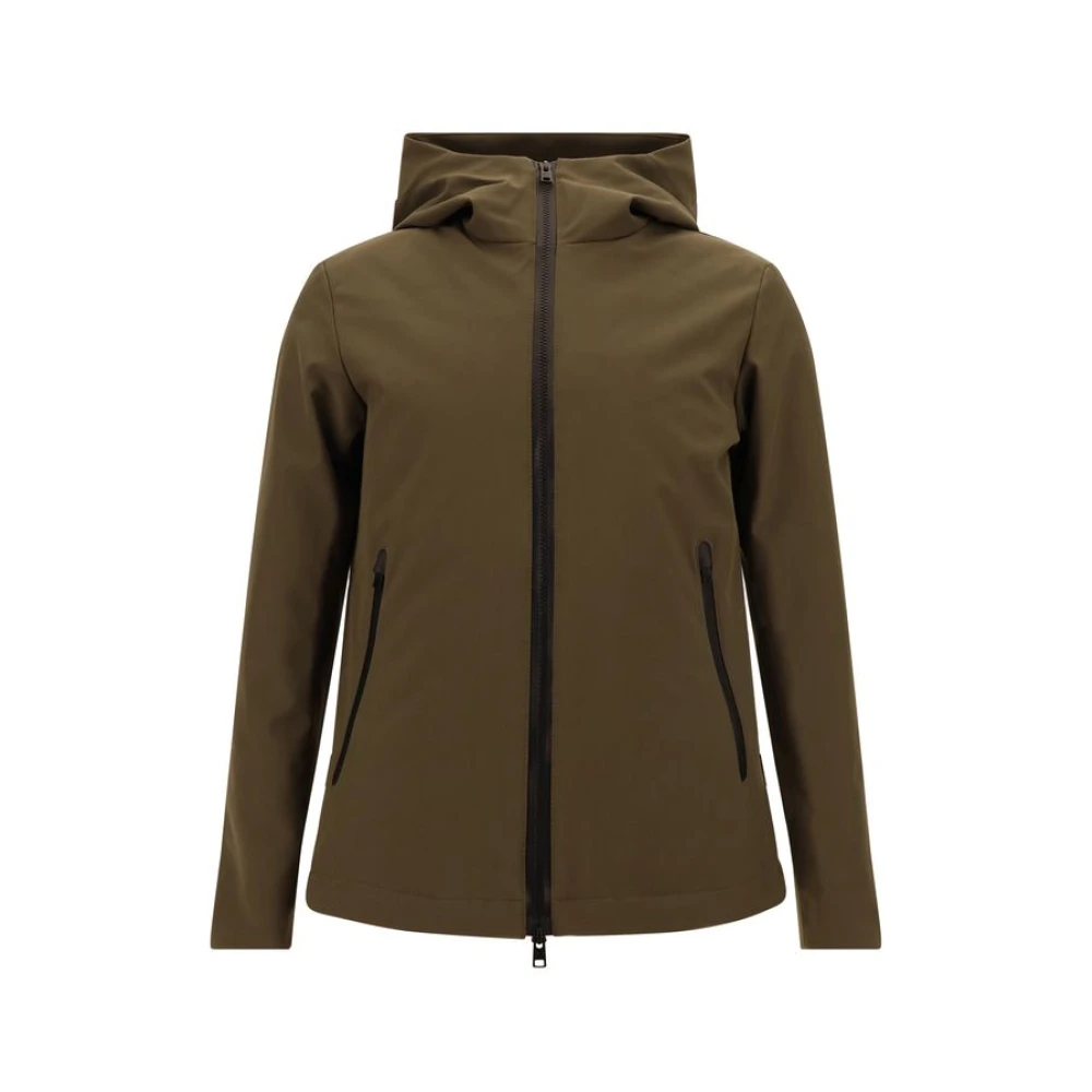 Woolrich Herren Braun - Kapuzenweiche Jacke- Monochromes Muster - Jackets - Xl