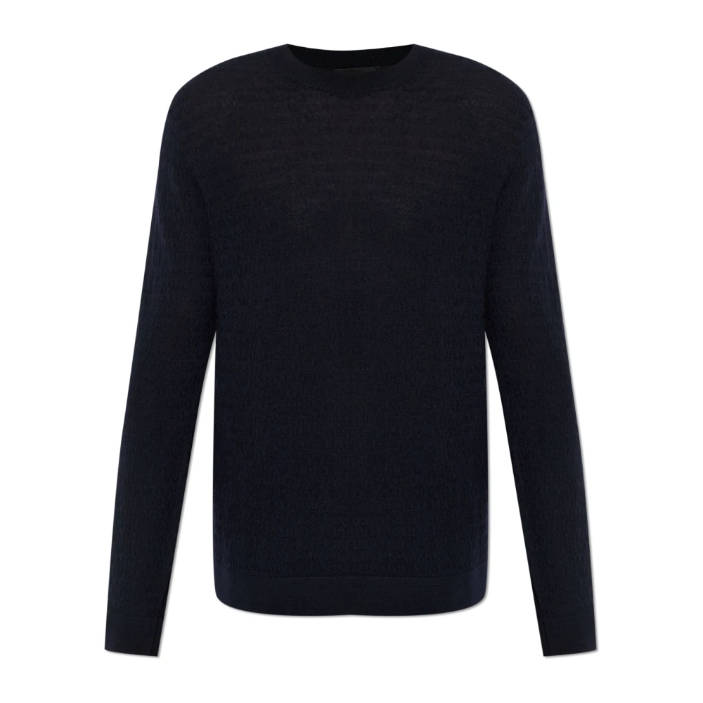 Emporio Armani Herren Blau - Wollpullover Mit Rundhalsausschnitt - Knitwear - Xl