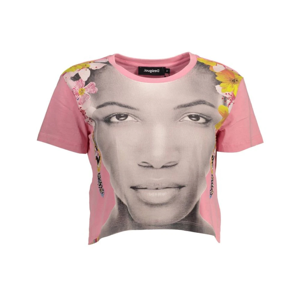 Desigual Damen Rosa - Kurzärmeliges Baumwoll-T-Shirt - Tops - Xl