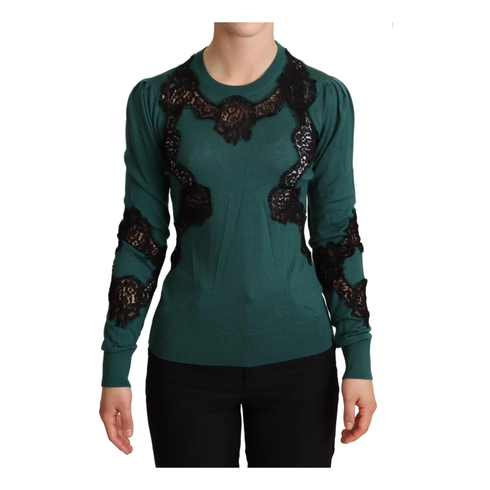 Dolce & Gabbana Damen Grün - Er Pullover Mit Spitze - Knitwear - 2XS