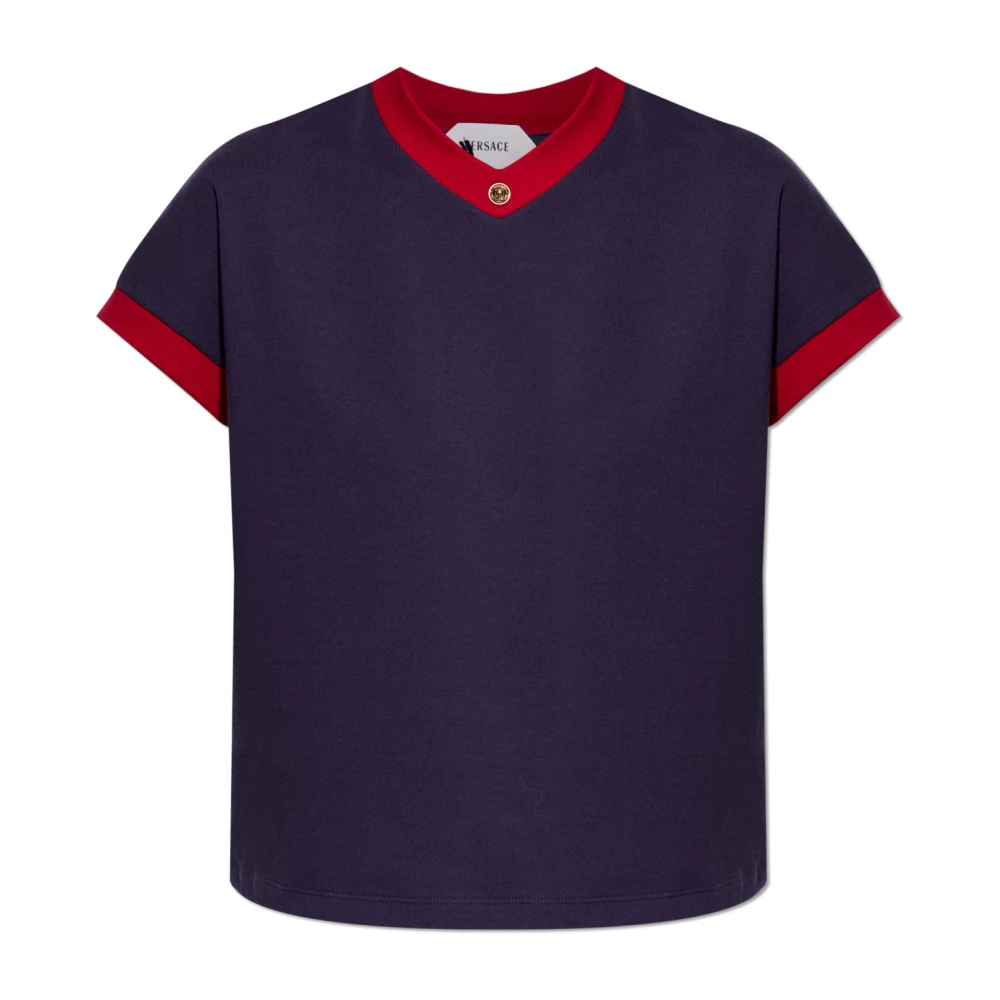 Versace Damen Blau - Stretch Baumwolljersey-T-Shirt - Tops - S