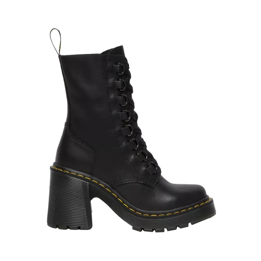 Dr. Martens Chesney Leder Flarot Heel Schnürstiefel Schwarz Damen Größe 38  - Image 3