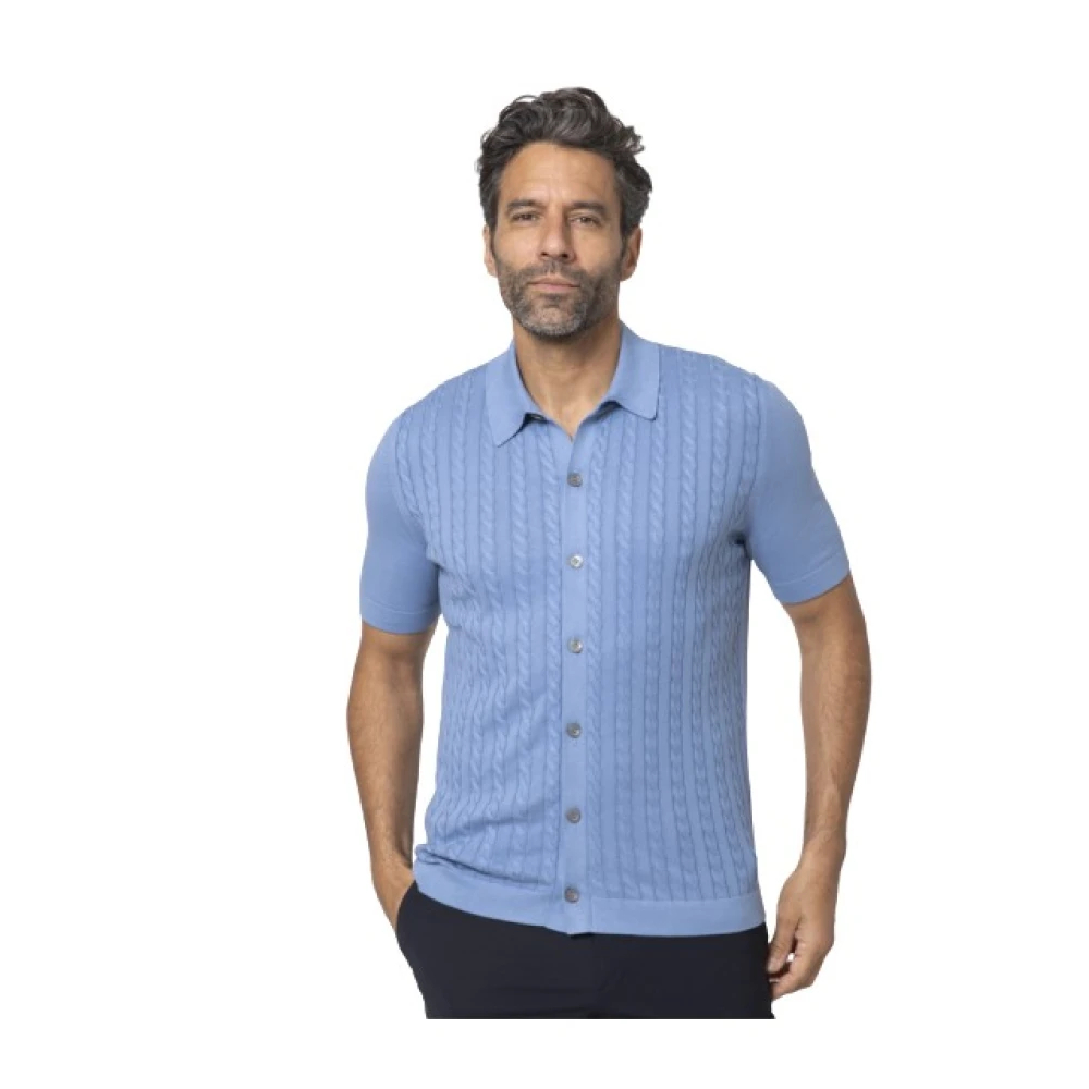 Gran Sasso Herren Blau - Es Twisted Kurzarmhemd - Knitwear - 3XL