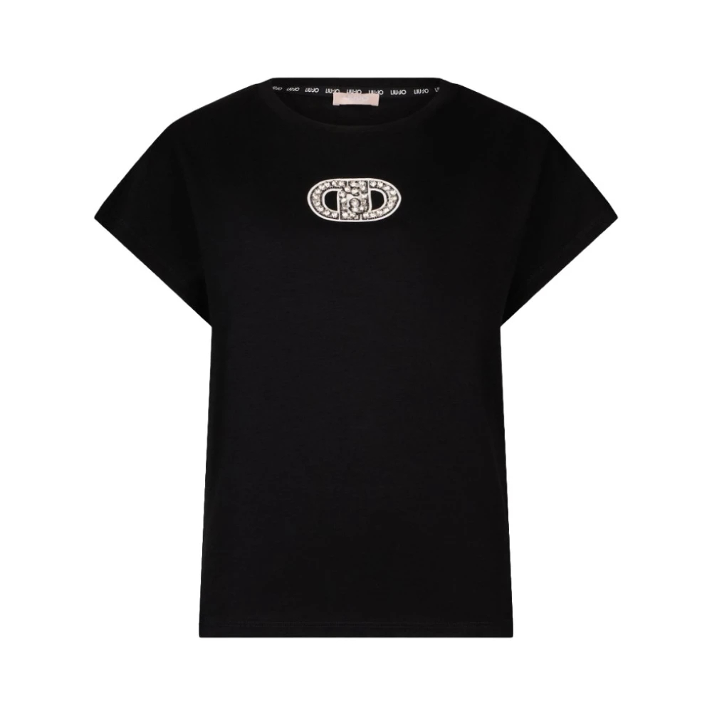 Liu Jo Damen Schwarz - T-Shirt Mit Schmuckdetails - Tops - K -M