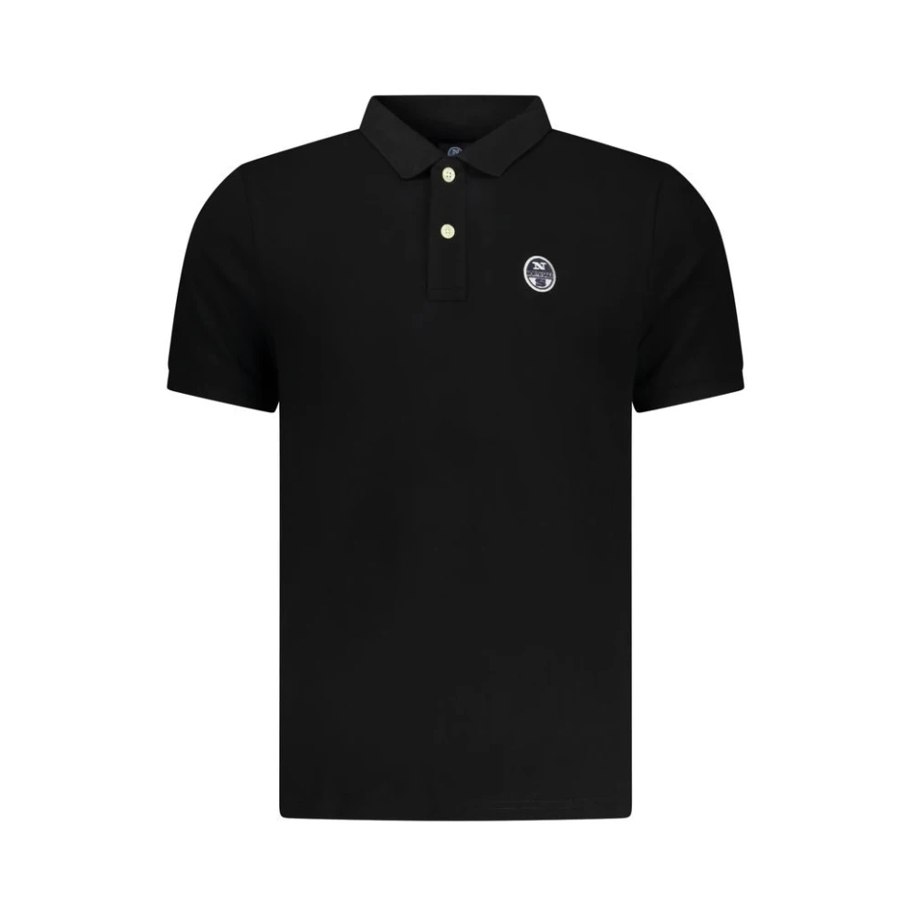 North Sails, Herren, Shirts, Black Cotton Mens Polo Shirt, Schwarz, (M) - Bild 4