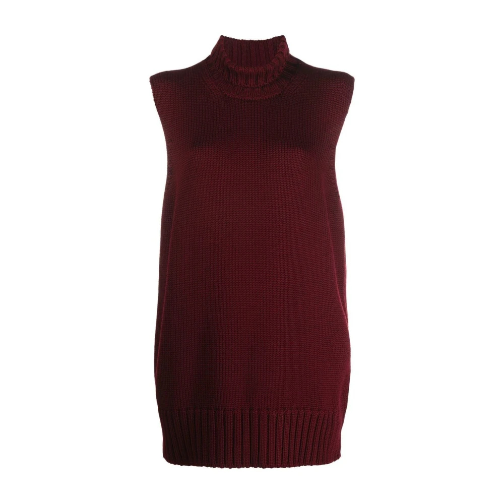 Jil Sander Damen Rot - Woll-Rollkragenweste - Knitwear - Xs