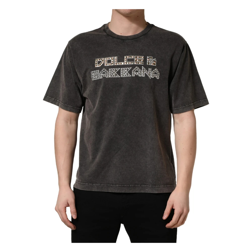 Dolce & Gabbana Herren Grau - Kurzärmeliges T-Shirt Mit Rundhalsausschnitt - Tops - M