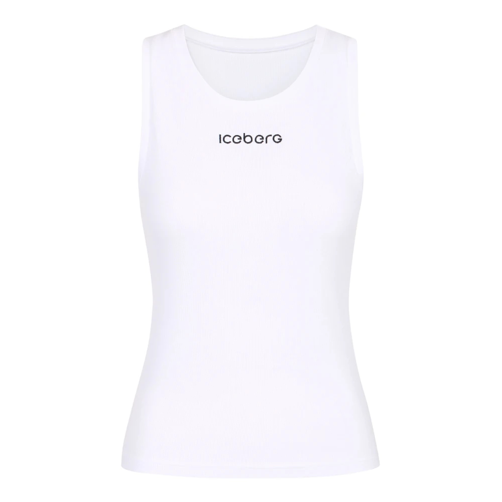 Iceberg Damen Weiß - Geripptes Tanktop Aus Stretch-Baumwolljersey - Tops - S
