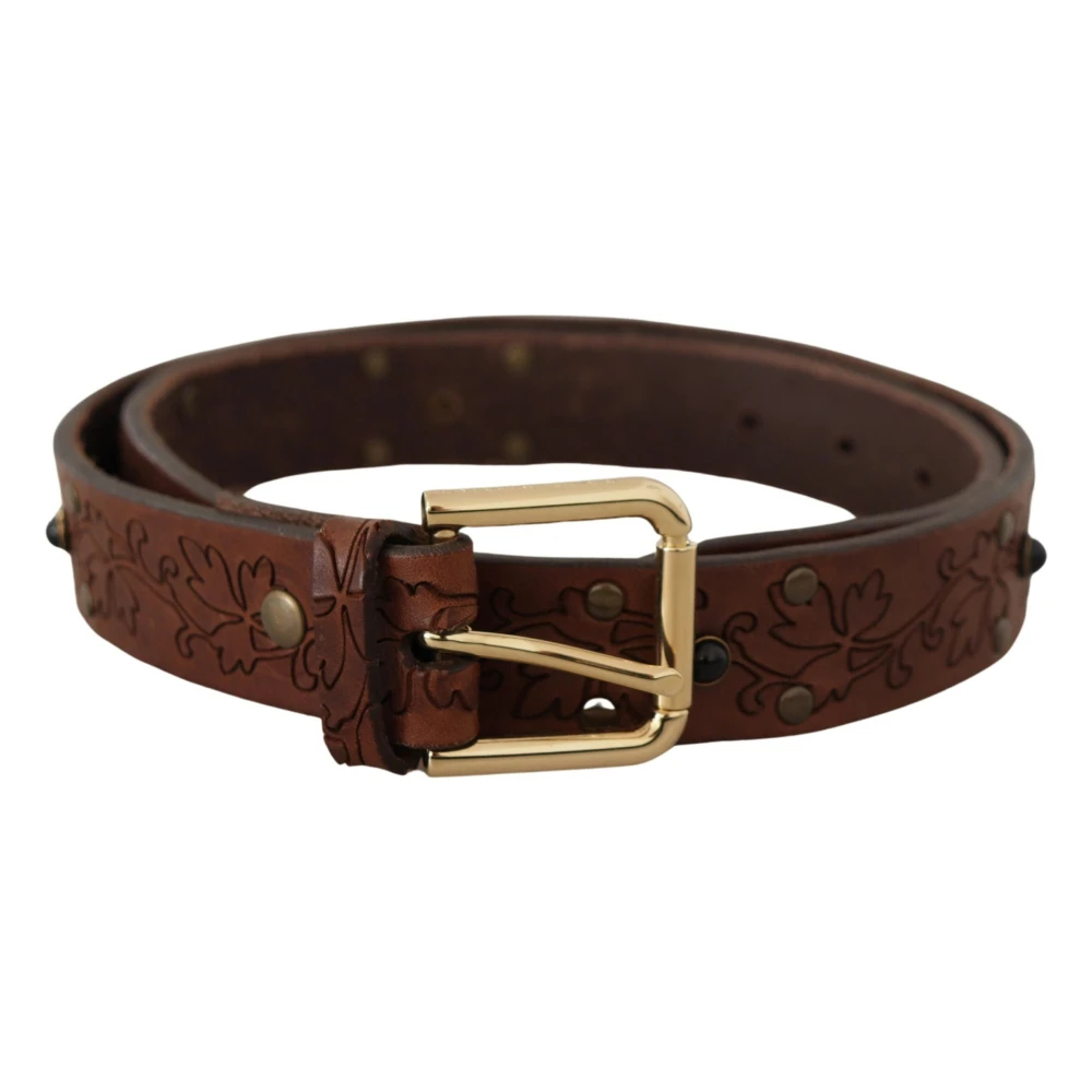 Dolce & Gabbana Herren Braun - Eleganter Ledergürtel Mit Metallschnalle - Accessories - 85 Cm