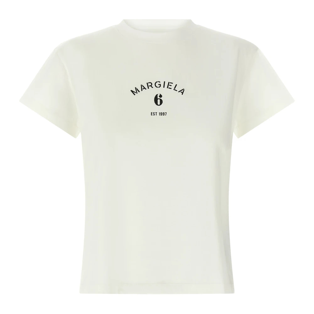 Mm6 Maison Margiela - T-Shirt Aus Baumwolljersey - Tops -Damen -Weiß -M