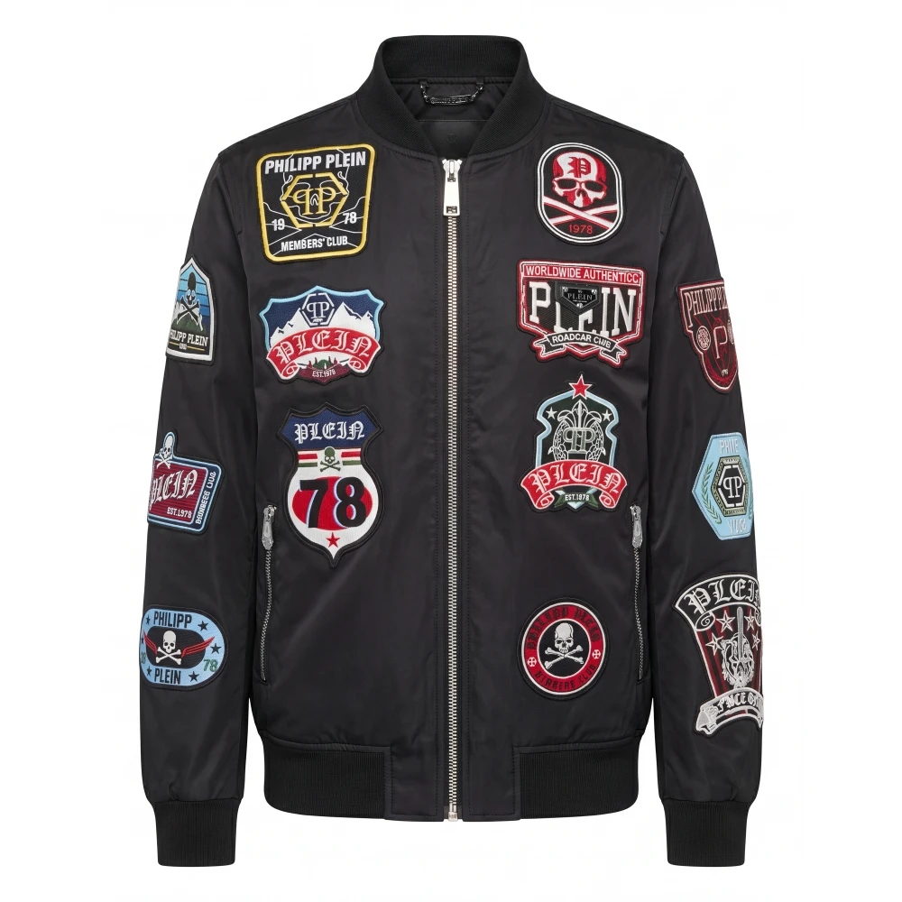 Philipp Plein Herren Schwarz - Nylon Bomber Patches - Jackets - K - 4XL