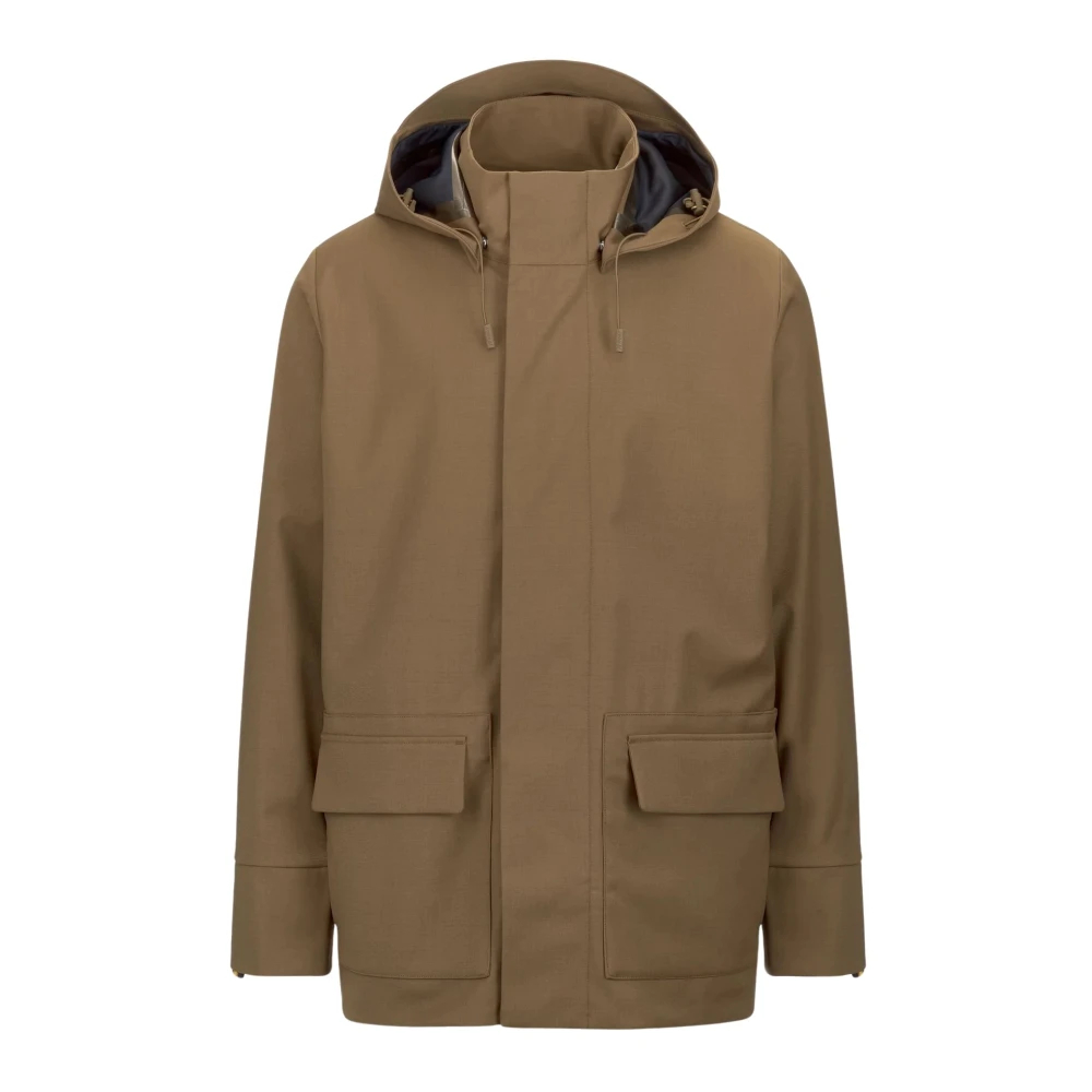 K-Way Herren Braun - Tech Wool Blend Jacke Mit Kapuze - Coats - L