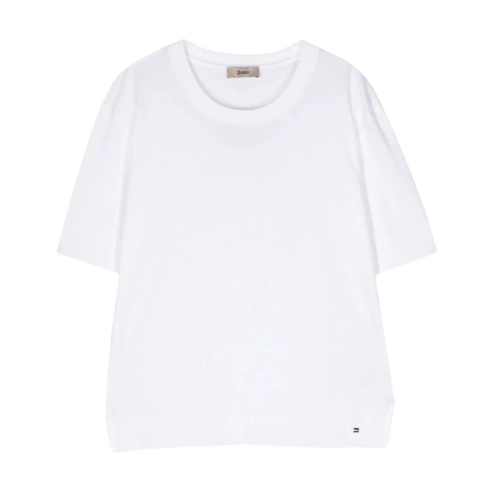 Herno Damen Weiß - Kurzärmeliges Strick-T-Shirt - Tops - Xs