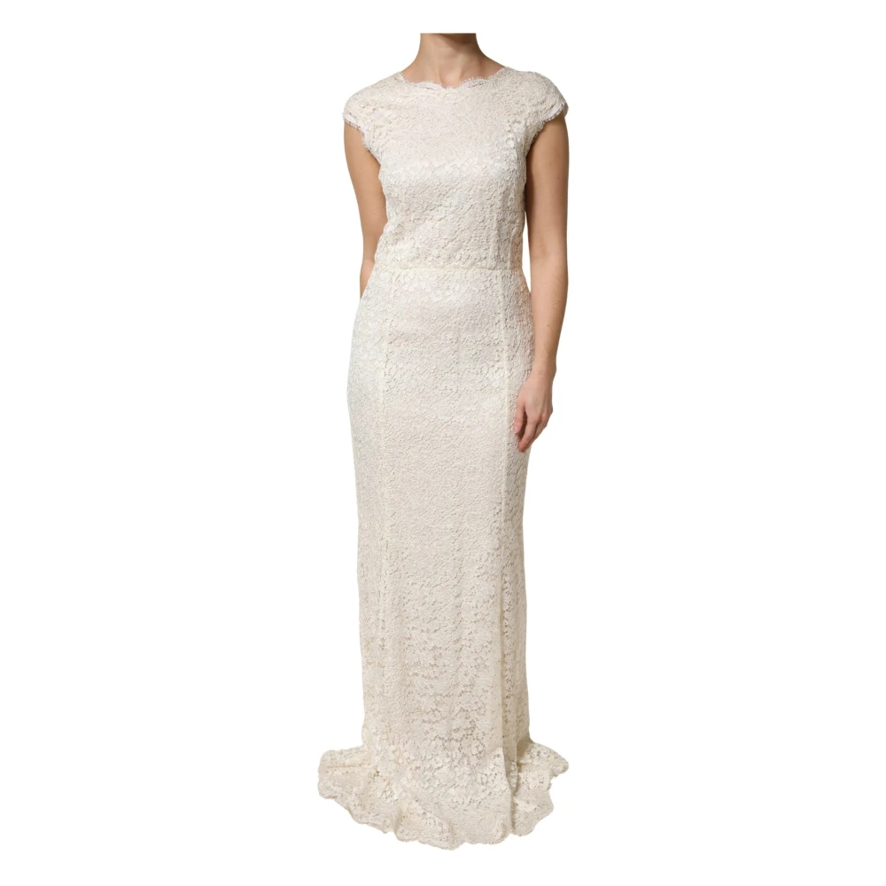 Dolce & Gabbana Damen Weiß - Lace Viscose Sheath Langes Abendkleid - Dresses - L