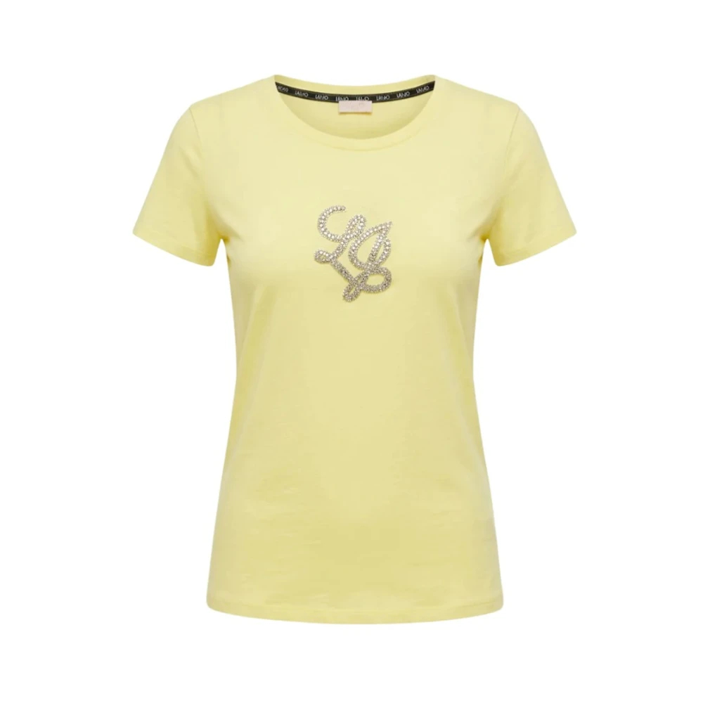 Liu Jo Damen Gelb - Baumwoll-T-Shirt Mit Logo-Verzierung - Tops - 2XS