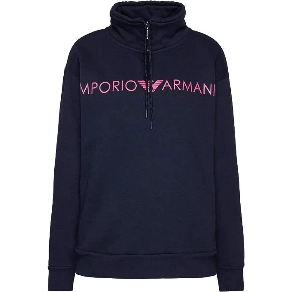 Emporio Armani Damen Blau - Collo Zip Logo Eagle Sweatshirt - Sweatshirts & Hoodies - M