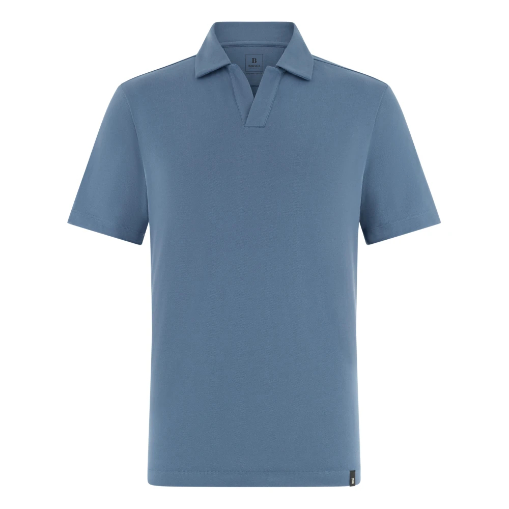 Boggi Milano Herren Blau - Pima Piqué Polo Mit Offenem Kragen - Tops - 2XL