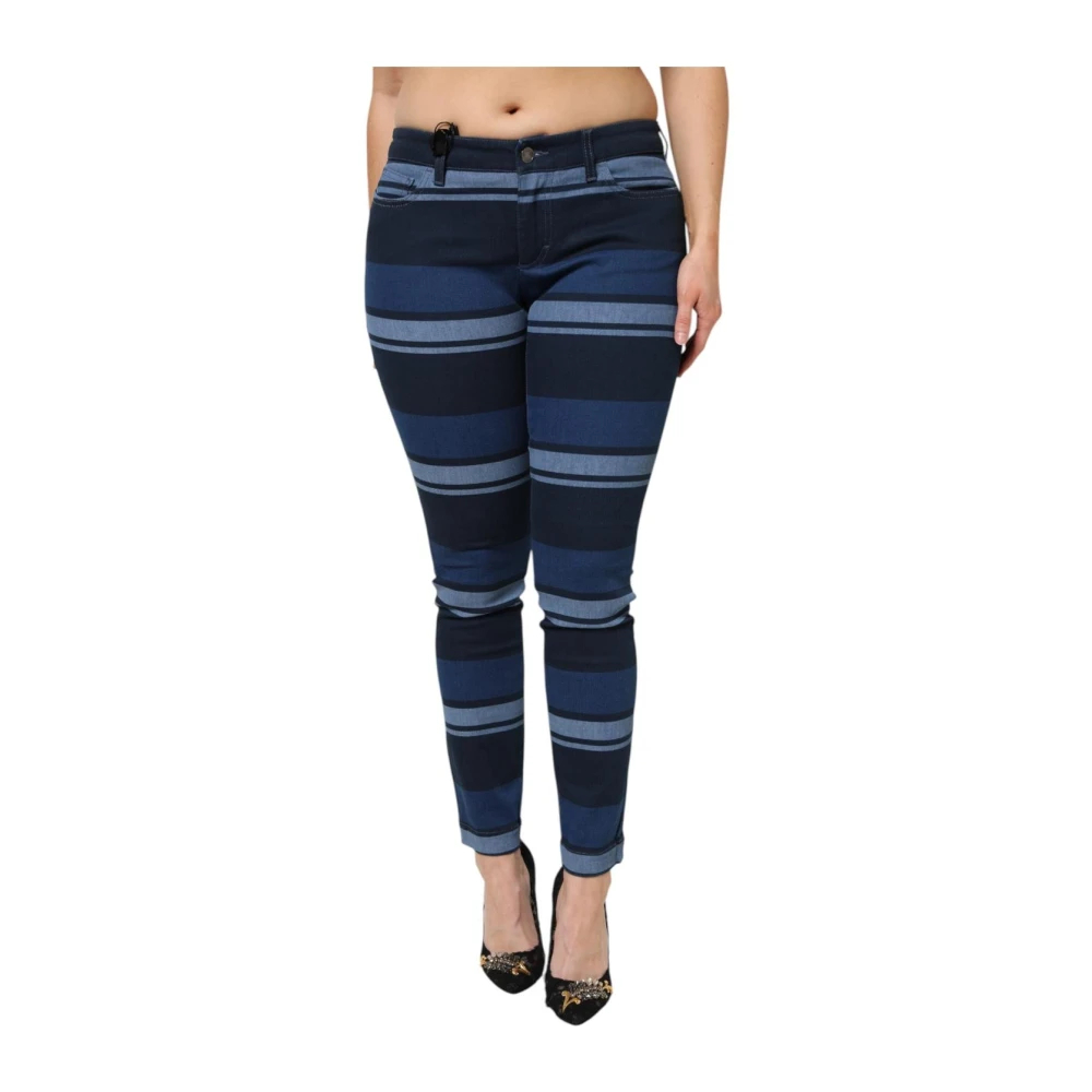 Dolce & Gabbana Damen Blau - E Gestreifte Skinny Denim Jeans - Jeans - L