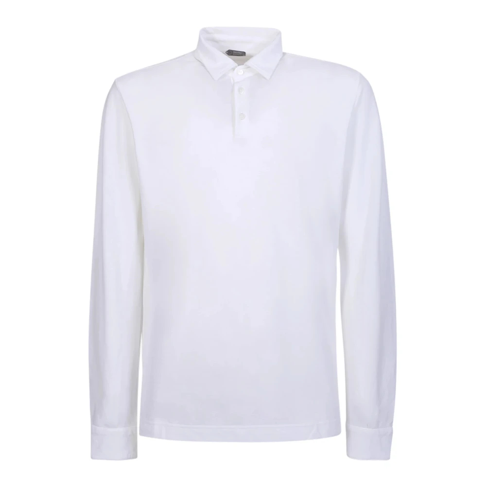 Zanone Herren Weiß - E Baumwoll-Poloshirt Mit Langen Ärmeln - Tops - 3XL