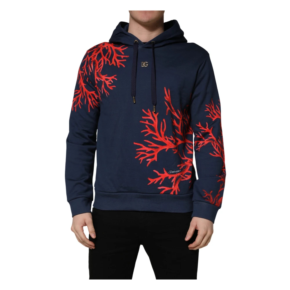 Dolce & Gabbana Herren Blau - Kapuzenpullover Aus Baumwolle Mit Logo - Sweatshirts & Hoodies - M