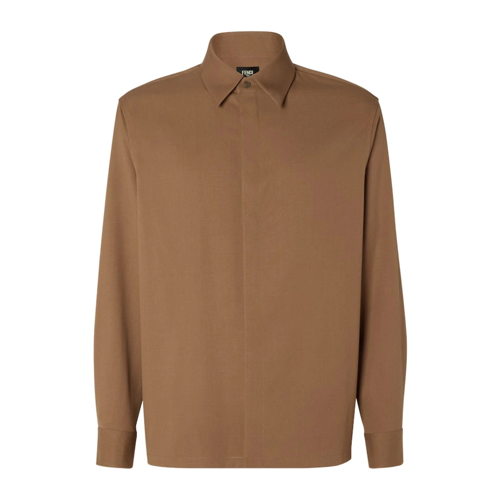 Fendi Herren Braun - Es Wollhemd Hergestellt In Italien - Shirts - S