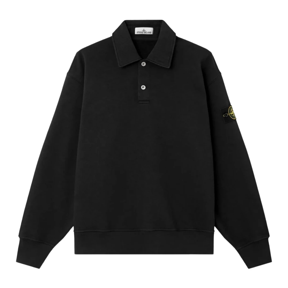 Stone Island - Tubular Cotton Fleece Polo-Sweatshirt - Tops - Herren - Schwarzk - M - Bild 6