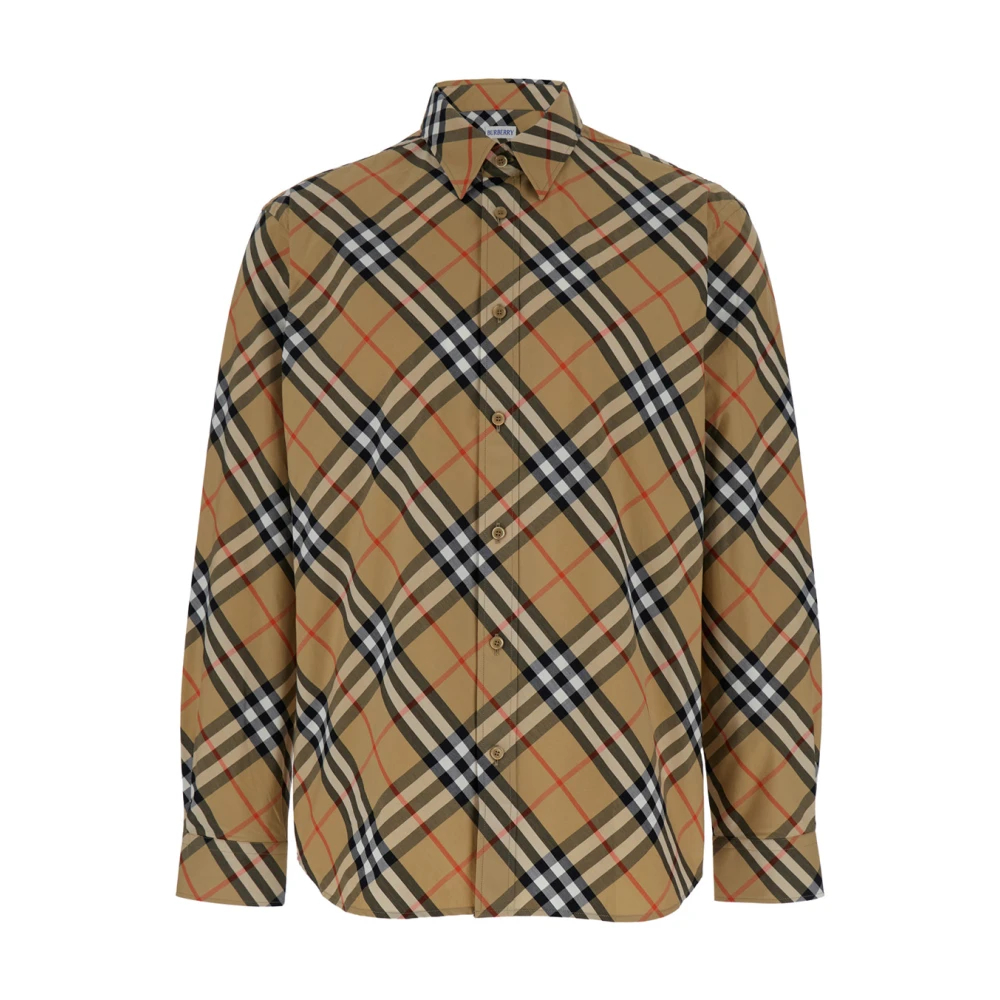 Burberry - Check Baumwollhemd - Shirts -Herren -Beige -M