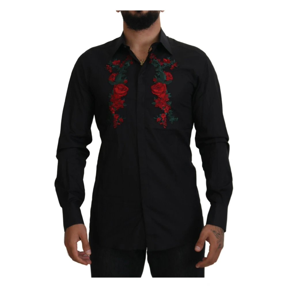 Dolce & Gabbana Herren Schwarz - Gold Langarmhemd - Shirts - K -M