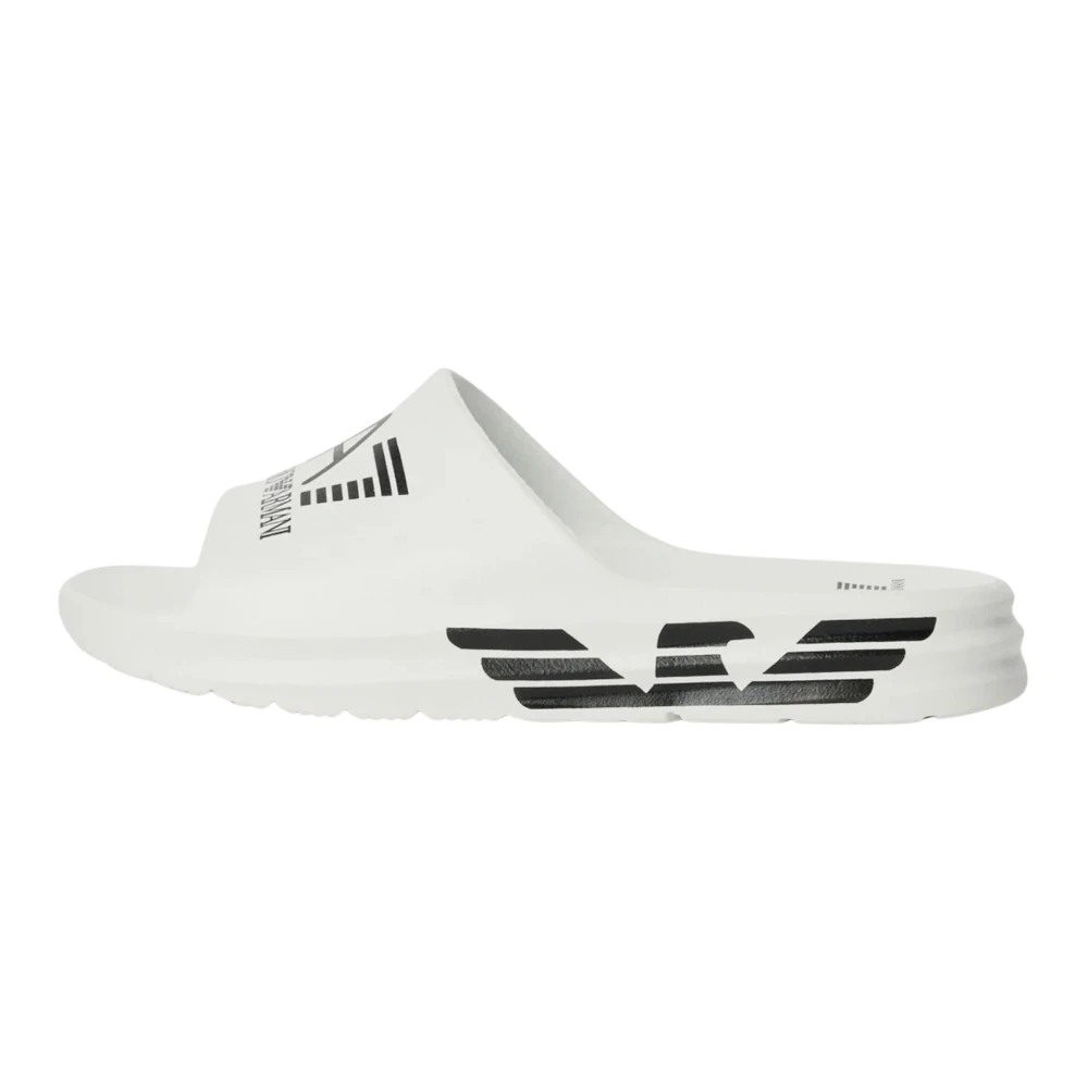 Emporio Armani Ea7 Herren Weiß - Logo Slides - Shoes - 45 Eu