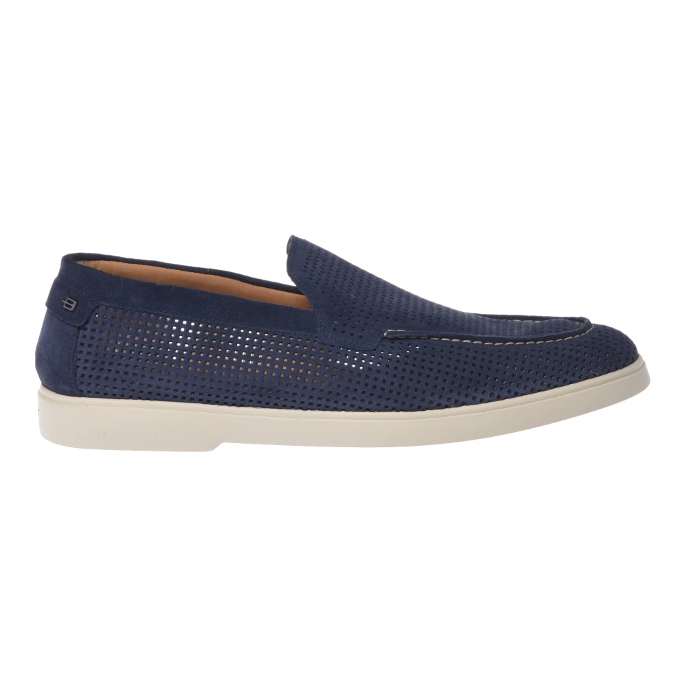 Baldinini Herren Blau - Perforated Suede Loafer - Shoes - 44 Eu
