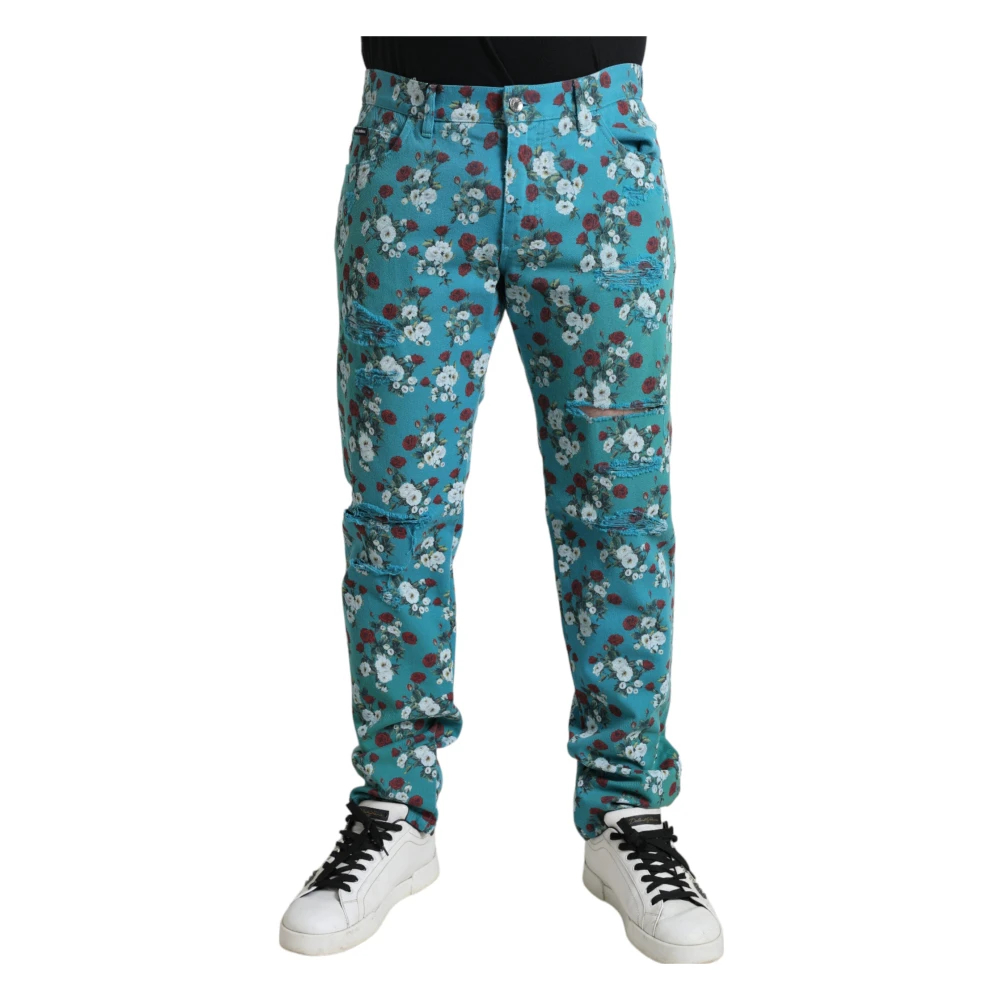Dolce & Gabbana Herren Multicolor - Blumige Skinny Denim Jeans - Jeans - Mehrfarbig -M
