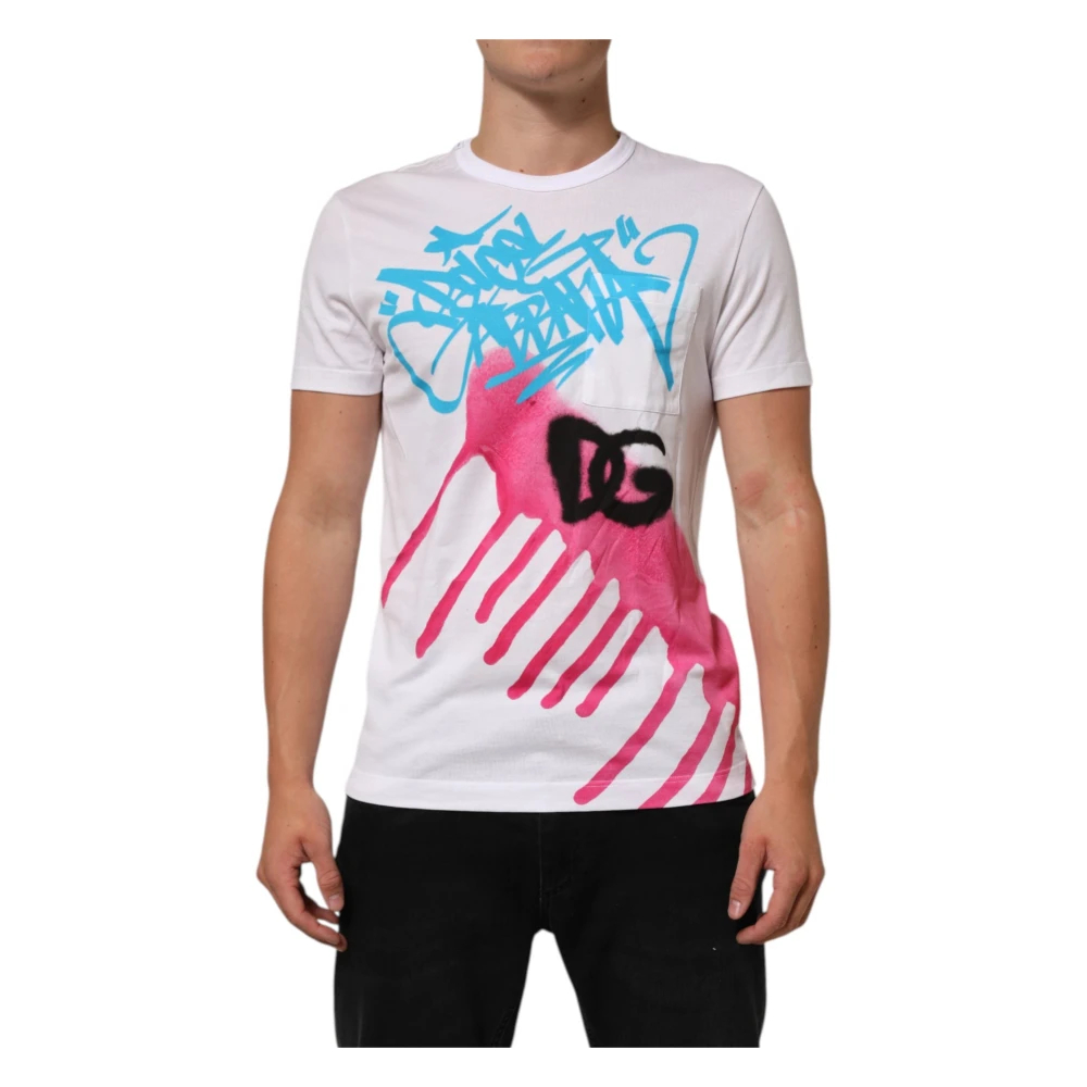 Dolce & Gabbana Herren Weiß - Es Baumwoll-T-Shirt Mit Grafikdruck - Tops - M